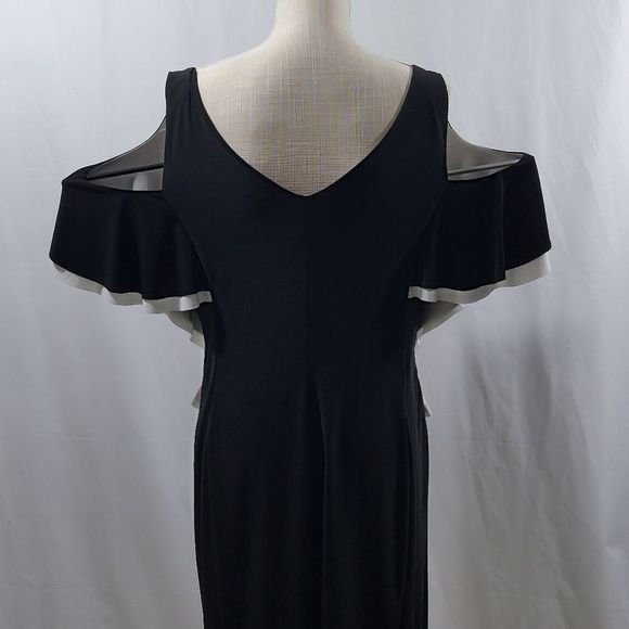 BLACK/WHITE Flattering Ruching Dress by Lauren Ralph Lauren Size 16. #250 - Picture 4 of 10